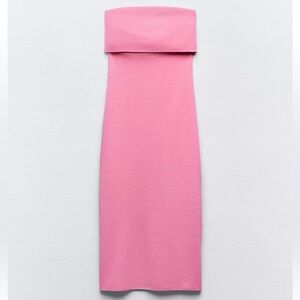 Zara Strapless Pink Midi Dress